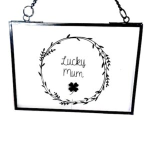 Cadre Lucky Mum en laiton noir et verre. Taille M