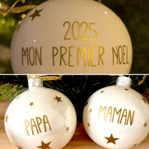 Coffret 3 boules de Noel personnalisées "Mon Premier Noël"