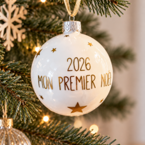 Boule de Noël personnalisée 2026 Mon premier Noël avec prénom