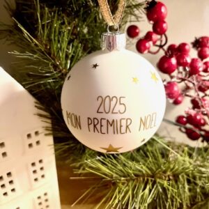 Boule de Noël personnalisée "Mon Premier Noël" Mat