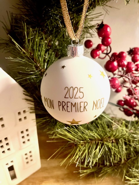 Boule de Noël personnalisée "Mon Premier Noël" Mat