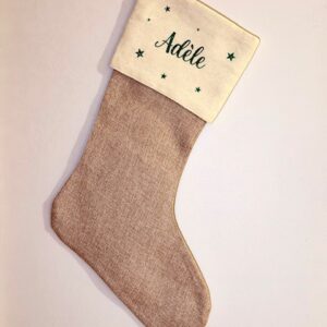 Botte de Noël personnalisée -Prénom vert pailleté