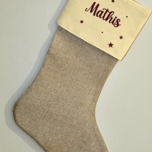 Botte de Noël personnalisée -Prénom rouge à paillettes