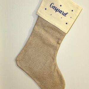 Botte de Noël personnalisée -Prénom bleu pailleté